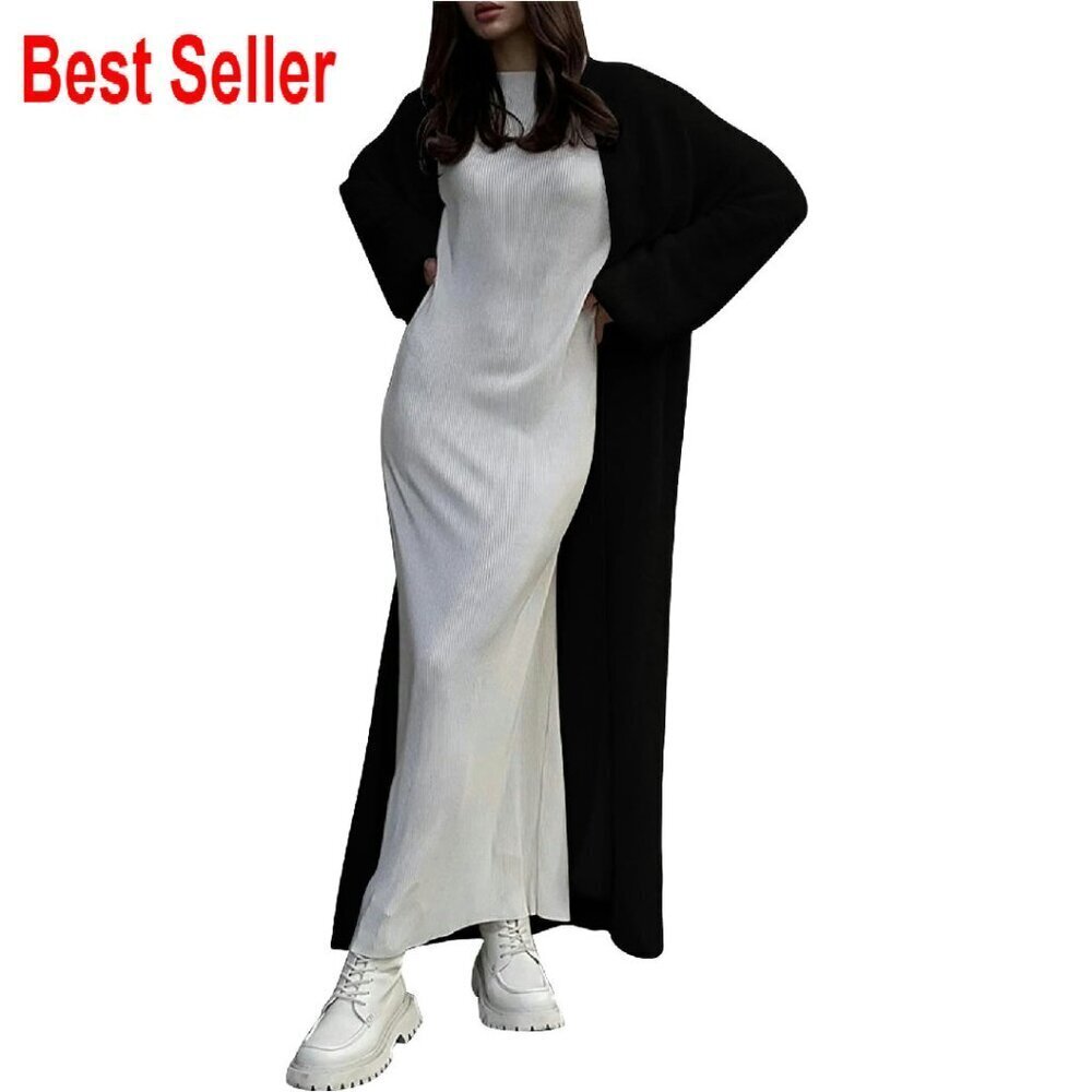 Fuzzy Lightweight Maxi Cardigan Oversized Boho Y2K Open Front Knit Sweater